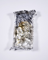 Foil remains - 7.25 x 4 x 1.25 in - foil, burnt protein resin
